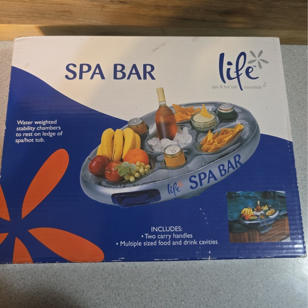 NIB Floating Spa Bar Inflatable Hot Tub Drinks & Snacks Tray by Life Pool System